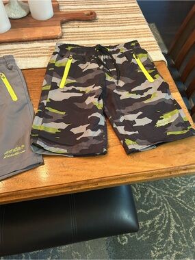 Eddie Bauer Camouflage Swim Shorts in Gray and Neon Yellow